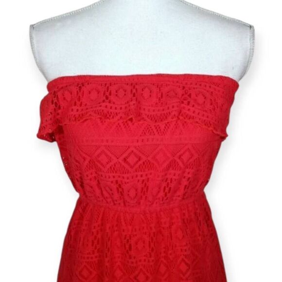 TRIXXI CORAL LACE STRAPLESS HI-LO DRESS SZ.M EUC. - Picture 2 of 8